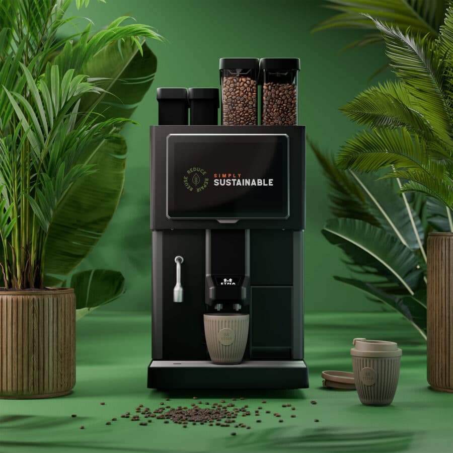 Render vooraanzicht duurzaamheid espresso generatie koffiemachine